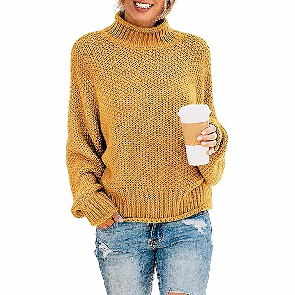Zesica Cozy Mustard Turtleneck Sweater Size Large